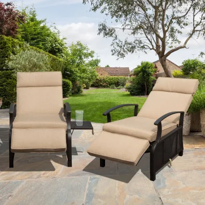 Modern Style Adjustable Metal Patio Lounge Chair Stylish Reclining Waterproof for Outdoor Patio Garden Park Hotels Living Room