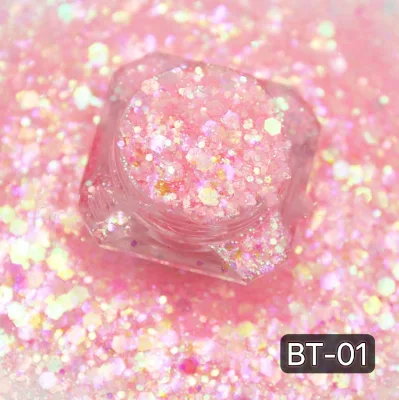 Holographic Iridescent Glitter Mixed Chunky Sizes Non-toxic Polyester Sequins for Nails Tumbles Painting Slime Decorations
