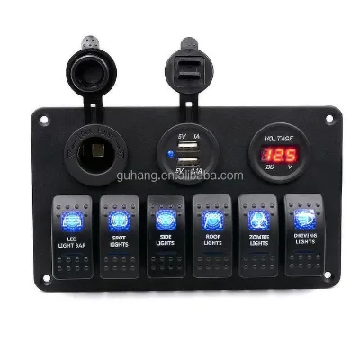 12v-24v 6 Gang Rocker Switch Panel with Circuit Breakers
