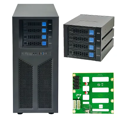 Hengyu HN-4WR SATA Aluminum Hot-swap 4-Bay Hard Drive Enclosure 3.5-inch/2.5-inch Cage Optical Drive Slot Private Mold