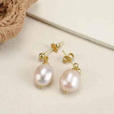 Classic Popular 925 Sterling Silver High Quality Jewelry Natural Freshwater Pearl Drop Stud Earrings for Women
