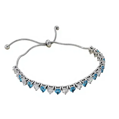 Cross-border Womens Adjustable Tennis-style Stretch Bracelet Inlaid with Heart-cut Zircons and Heart-shaped Design