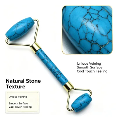 Natural Jade Roller Facial Massage Tool, Skin Care Massager with Smooth Surface, Portable Beauty Device for Daily Routine Spa