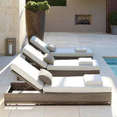 Classic Rattan Water-Resistant UV-Protect Patio Chaise Sun Lounge Cushion for Hotel Use Customizable Size