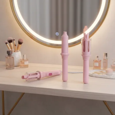 High Quality Fast Heating Automatic Curling Iron Pink Wave Curler Wand  Auto Rotating Hair Curler