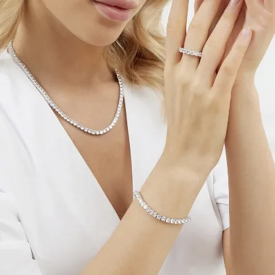 Gold Plated Over Brass 4A Grade Zircon Tennis Bracelet