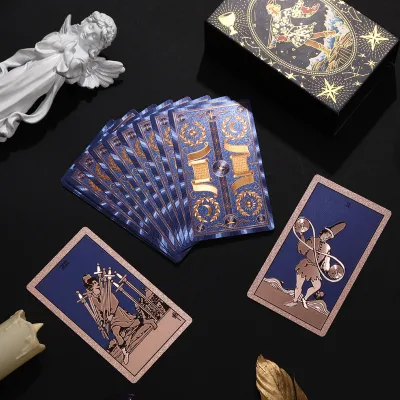 Blue-Gold Book Pages 2026 New Edition Gold-Leaf Waterproof Plastic Standard Rider- Tarot Genuine 80-Card Full Set