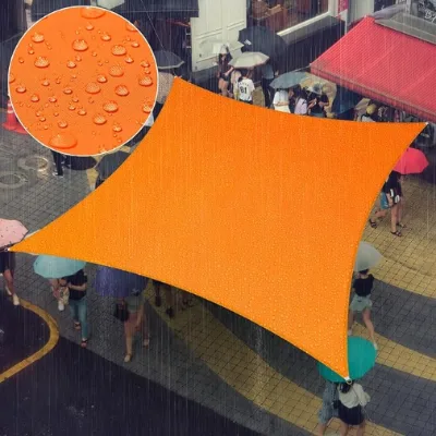 Retractable Orange Polyester Shade Sail - UV Blocking & Windproof & Waterproof Canopy for Patio, Garden, Pool
