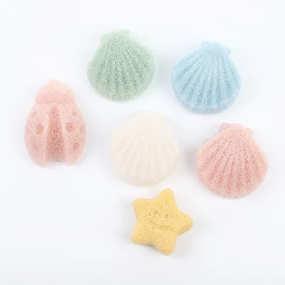 Cartoon Star Shell Ladybug Konjac Cleansing Sponge Gentle Exfoliating Bath Puff for Sensitive Skin