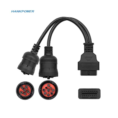 Heavy Truck Diagnostic Cable 6+9pin J1708+J1939 Truck OBD Adapter for Cummins Y Cable to OBD2 16pin Female