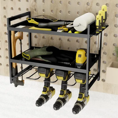 Power Tool Organizer Metal Drill Rack Power Tool Storage Drill Holder Wall Mount Metal Drill Storage Power Tool Rack