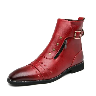 Wholesale Trend Men's Boots Autumn New for Boots Roman Style Pointed Casual Shoes Retro High-Top PU Upper Rubber Outsole
