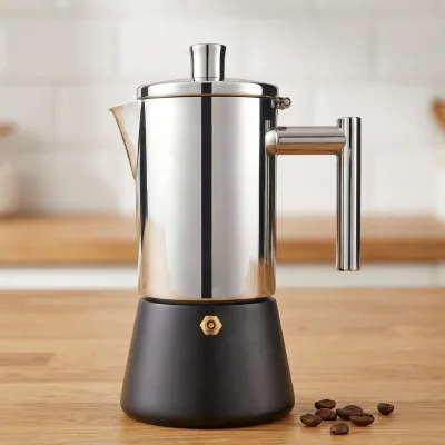 Factory Direct Supply Italian Moka Pot Induction Stove Espresso Brewer with Drip Free Spout