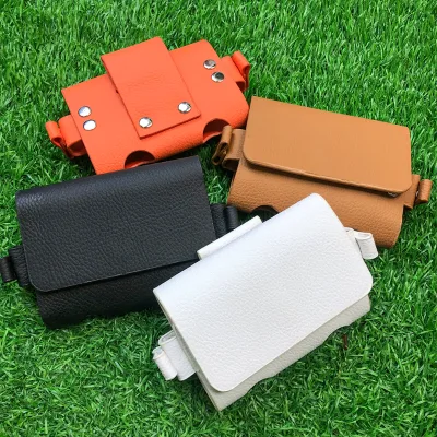 High Quality Portable PU Leather Soft Golf Ball Holder Bag Storage Pouch Waist Belt Carrier Bag