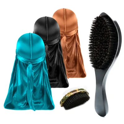 Vendor Wholesale Black Silk Durag for 360, 540,720 Waves Soft Pirate Hat