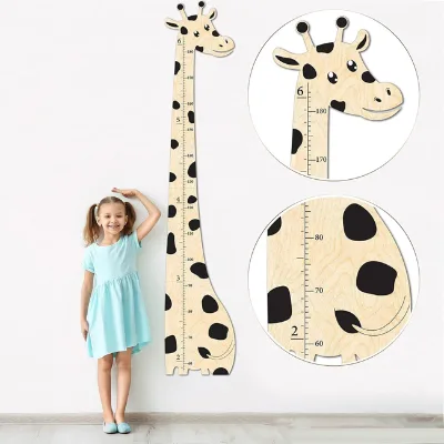 Giraffe Wall Height Ruler Wooden Cartoon Shaped Children's Wooden Height Gauge Baby Measurement