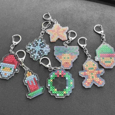 Christmas Series Cartoon Cute Car Key Pendant Custom Design Acrylic Material Key Chain