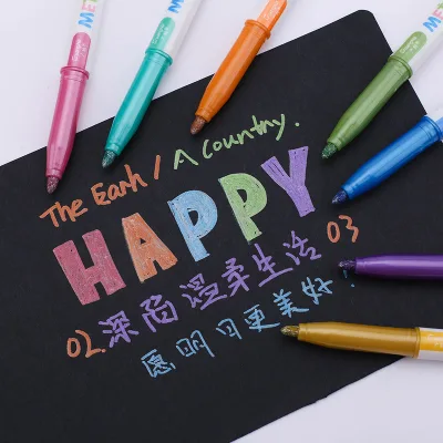 12pcs Metallic Paint Markers Birthday Gift Card Making Metallic Color Pen