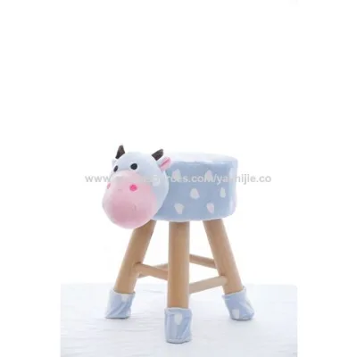 Cute Animal decoration Round solid wood stool