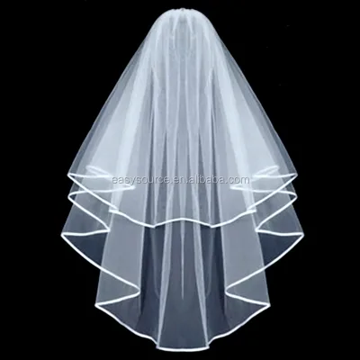 Ribbon Veil Bridal Finger Trip Length Veils with Comb