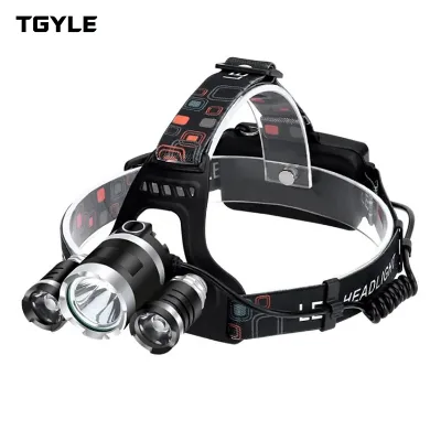 LED Strong Light Three Headlights USB Rechargeable T6 High Power Lighting Fixed Focus Induction Night Fishing