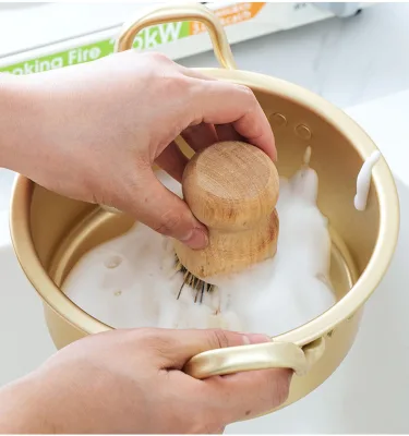 Eco Friendly Kitchen Scrub Brush with Wood Handle, Natural Sisal Coir Bristles, Heavy Duty Pot Cleaner for Cooking Utensils