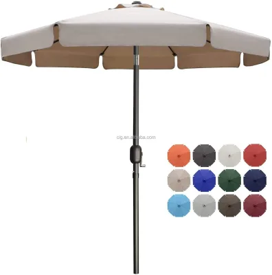Iron Patio Umbrella with Steel Base Foldable Design Tilt & Crank Mechanism for Outdoor Garden and Restaurant Use