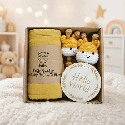 6pcs/set New Arrivals Baby Swaddle Gift Set Newborn Shower Receiving Muslin Bamboo Cotton Blanket Set
