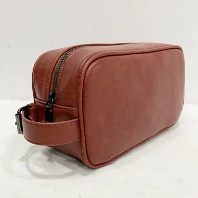 PU Leather Cosmetic Pouch Zipper Open Waterproof Makeup Pouch Organizer