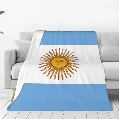 Custom Logo Argentina Flag Blanket with Custom Size Cozy Flannel Throw for Bed Couch Camping and Gifts
