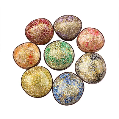 Handmade Eco-Friendly Arts and Crafts Set of 2 Polished Coconut Bowls and Wooden Spoons for Camping