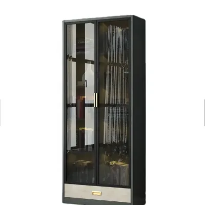 Custom Modern Grey Glass Bookcase Bookshelf with Glass Door Book Shelf Cabinet