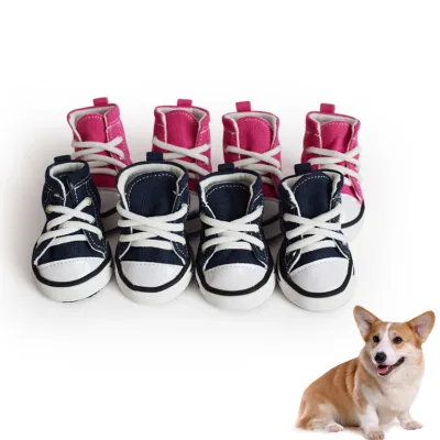 Hot Selling Custom Dog Boots Sports Canvas Shoes Non-slip Soles Breathable Jean Material Waterproof Comfortable Print Pattern