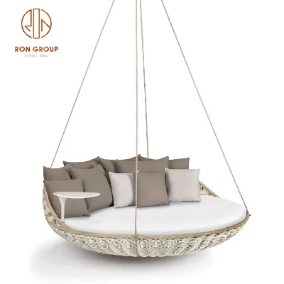 Outdoor Indoor Round Rope Macrame Outdoor Hammock Bed Swing Patio Hammocks Garden Furniture Rattan Hanging Bed