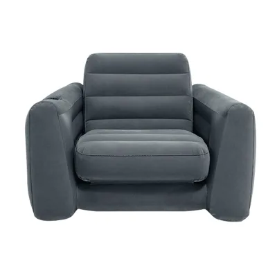INTEX 66552 Modern Pull-Out Inflatable Sofa Bed Flocking Adults Foldable Design Indoor/Outdoor Use Living Room Hotel Apartment