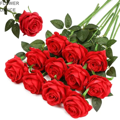 Wholesale New Silk Cloth Fake Flowers Wedding Bouquet Christmas Party Decoration Artificial Rose Flowers Silk Rose Flower