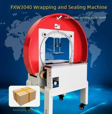 Electric Semi-Automatic Carton Wrapping Sealing Machine / Box Stretch Wrapper Tape Sealer for Food Logistics Packaging