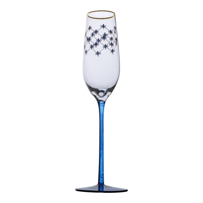 Custom Logo Blue Crystal Glass Art Wedding for Glasses 240ml Mouth Blown Handmade Modern Fashionable Sustainable for