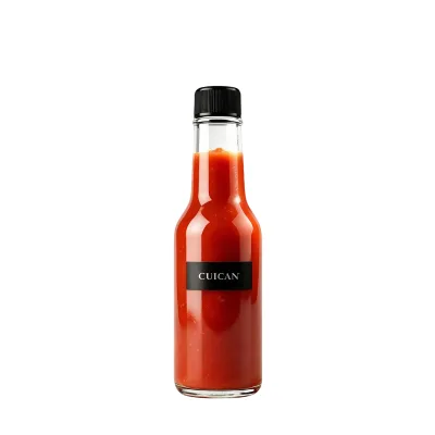 Best Selling Clear Bottle Design 100ML 200ML Glass Ketchup Sauce Bottle Round Glass Ketchup Bottle With Lid
