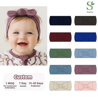 Customized Logo Manufacturer Newborn Hairband Stretchy Infant Head Wrap Soft Baby Headband Bamboo Baby Hair Accessories