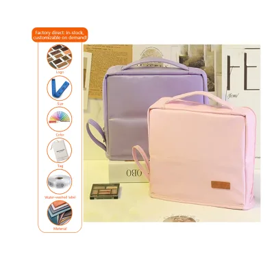 Solid-color Large-capacity Multi-compartment Three-dimensional Makeup Bag, Simple and Multi-functional Storage Bag
