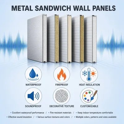 Sandwich Wall Panels Customized Exterior Cladding System PU Core Waterproof Panels for Hotels Schools and Industrial Facilities