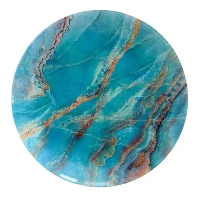 Wholesale 13 Inch Ocean Blue Plastic Charger Plates with Marble Pattern for Wedding Party Table Decoration