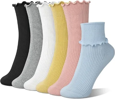 Cute Crew Ruffle Socks for Ruffled Lace-knit Women's Mid-calf Socks Can Be Easily Paired with Sneakers, Loafers, or Ankle Boots