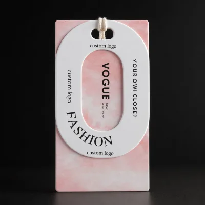 Paper Hang Tag Custom Hot Stamped 50x85mm Cotton Twine Custom Logo for Garment Clothing Garment Brand OEM Factory Wholesale