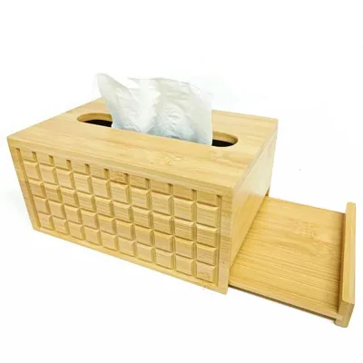 Wholesale Paper Dispenser Holder Eco-friendly Rectangle Natural Acacia Wood Bathroom Tissue Box With Lid