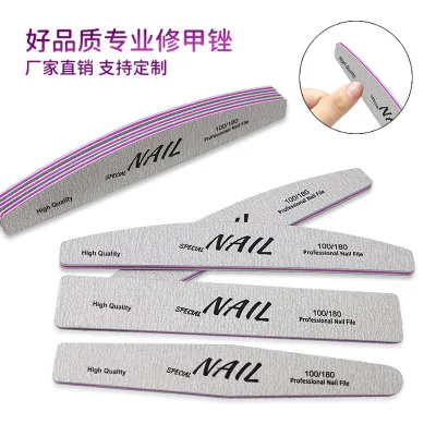 Professional Japanese Nail File 100/180 Grit Washable Emery Board Nail Files for Gel Acrylic