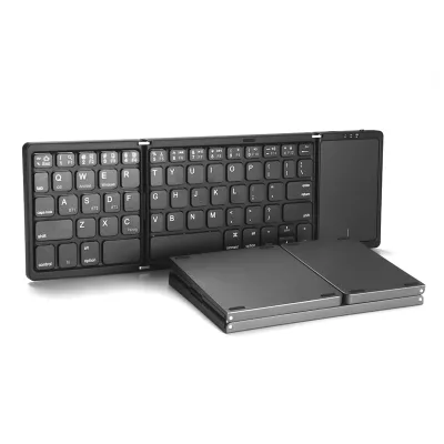HT Folding Keyboard B089T Three Fold with Touchpad Wireless Keyboard Via BT Pocket Keyboard