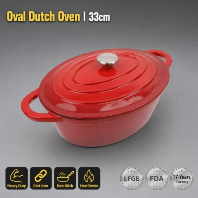 Cast Iron Dutch Oven with Enamel Basting Ceramic Glass Lid Eco-friendly Gas & Induction Ready for Camping Cooking