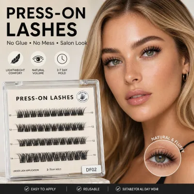 Press-On Lash Extensions Kit Custom Logo Russian DIY Pre-Glue Cluster Bulk Faux Mink Cruelty-Free 7-10 Days Lasting Eyelash